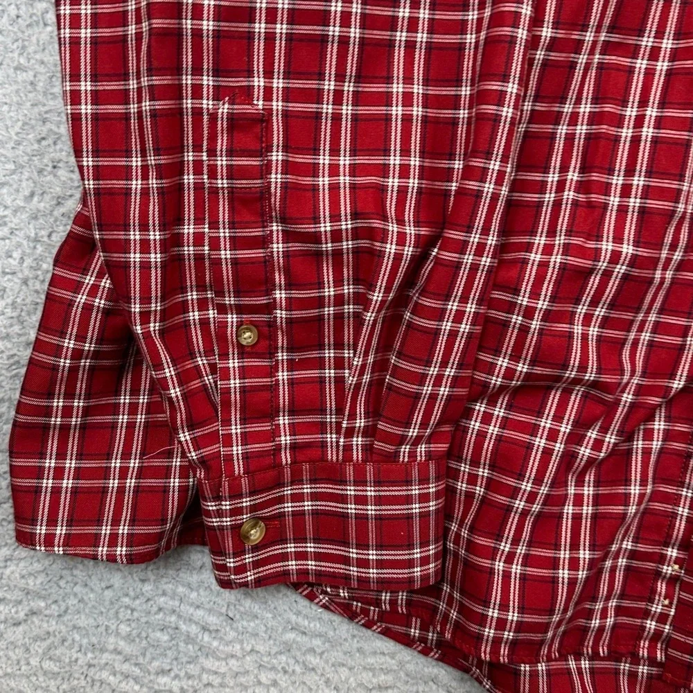 L.L. Bean Shirt Mens 2XL Traditional Fit Red Plaid Button-Down Long Sleeve EUC